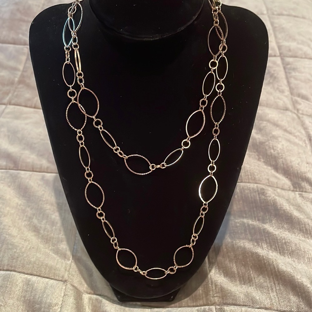Gold Ovals Necklace 36”